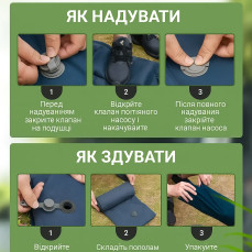 Надувний туристичний матрас (каремат) для кемпінгу та подорожей