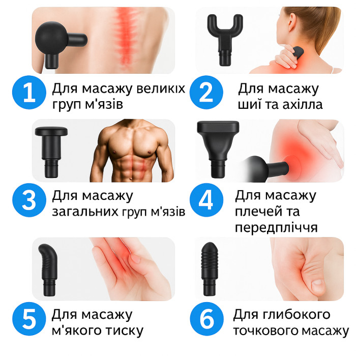 Перкусійний масажер для тіла 30скор. портативний - вібраційний ударний електромассажер