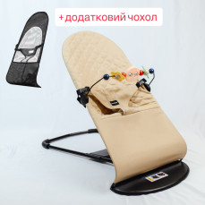 Дитячий шезлонг-крісло з ігровою дугою м’яка підтримка, спокій і розвиток з перших днів + чорний чохол