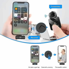 Бездротові петличні мікрофони PULUZ (2 шт) з адаптером Lighting, Bluetooth та акумулятором