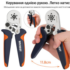 Крімпер 6 кулачків HSC8-6 0.25-6 мм² + набір клем 1900 шт — кліщі для обтиску наконечників