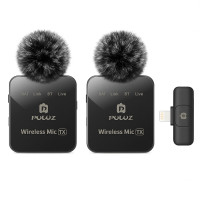 Бездротові петличні мікрофони PULUZ (2 шт) з адаптером Lighting, Bluetooth та акумулятором
