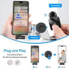 Бездротовий петличний мікрофон PULUZ для iPhone / iPad з Lightning приймачем, чорний