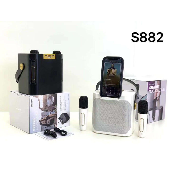 Портативна Bluetooth колонка KOLEER S882 з 2 бездротовими мікрофонами для караоке