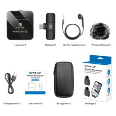Бездротова система петличних мікрофонів Puluz PU646B (2 шт) для смартфонів, приймач Type-C