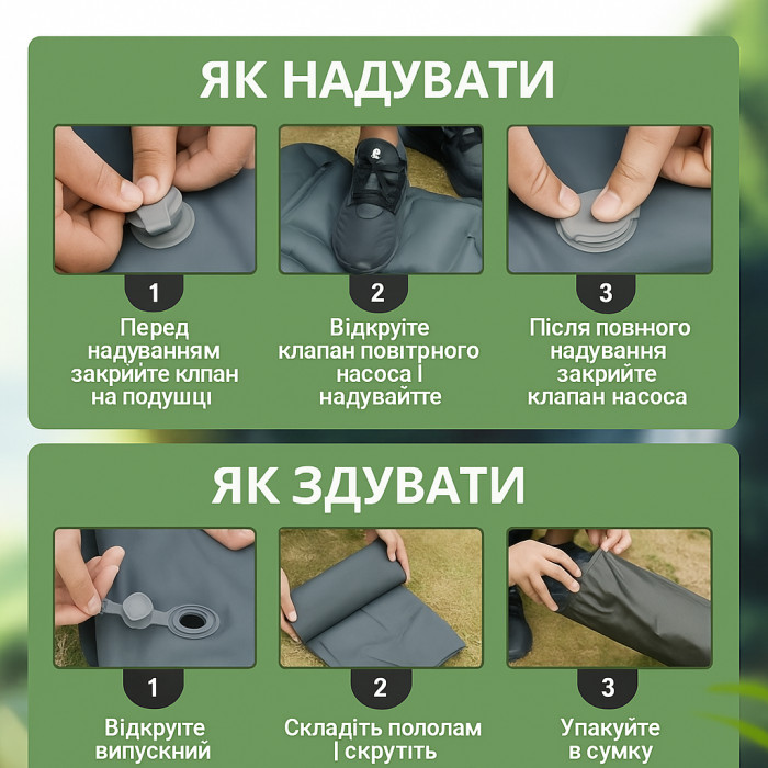 Надувний туристичний килимок матрас для походу