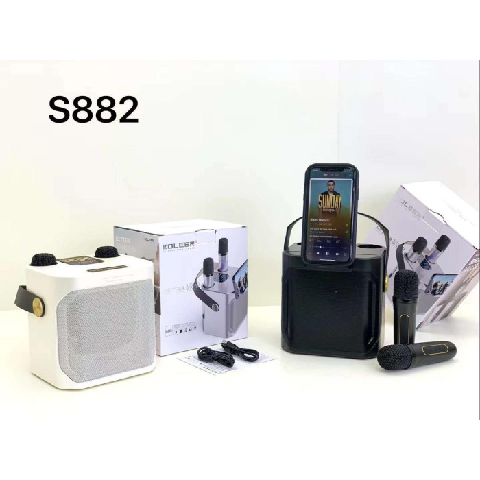 Портативна Bluetooth колонка KOLEER S882 з 2 бездротовими мікрофонами для караоке