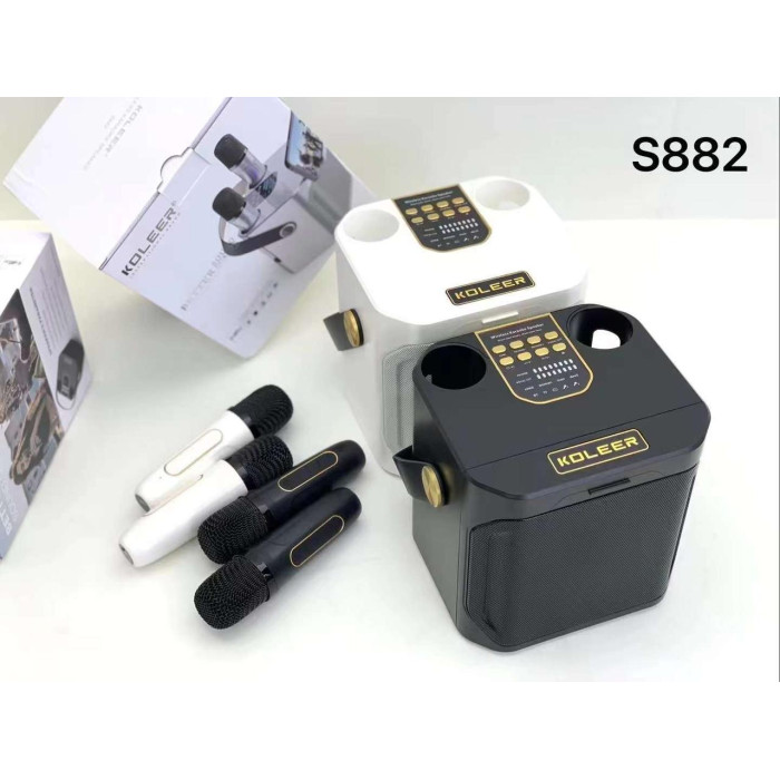 Портативна Bluetooth колонка KOLEER S882 з 2 бездротовими мікрофонами для караоке