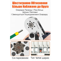 Крімпер 6 кулачків HSC8-6 0.25-6 мм² + набір клем 1900 шт — кліщі для обтиску наконечників