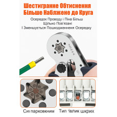 Крімпер 6 кулачків HSC8-6 0.25-6 мм² + набір клем 1900 шт — кліщі для обтиску наконечників