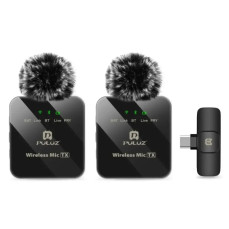Бездротова система петличних мікрофонів Puluz PU646B (2 шт) для смартфонів, приймач Type-C