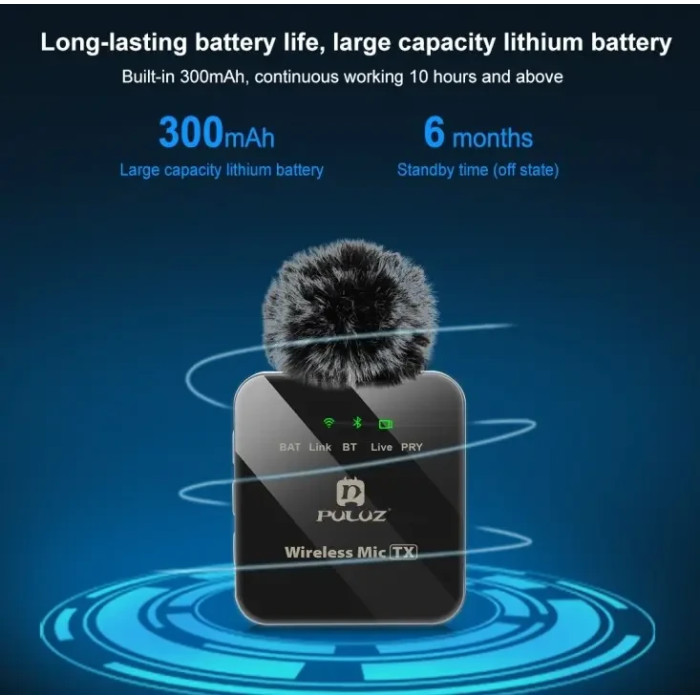 Бездротовий петличний мікрофон для смартфона Puluz, Type-C Phone