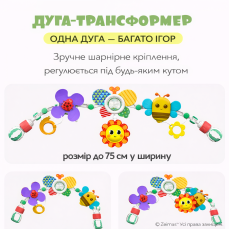 Розвиваюча дуга для малюків 0+ музична дуга з підвісними іграшками для ліжечка, коляски, автокрісла