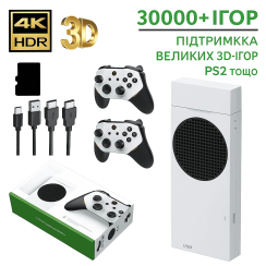 Ігрова приставка 4K з 30 000+ іграми, карта 128 ГБ, 2 бездротові геймпади, HDMI (PS2/PSP/SEGA/Nintendo)